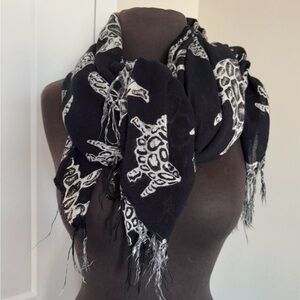Soft Viscose Scarf with Black & White beautiful Turtle Print . Size 45 x 60.